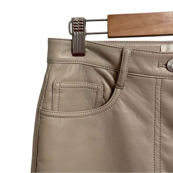 ARITZIA Wilfred The Melina High Waisted Vegan Leather Pants Taupe Size 0 - Picture 7 of 14